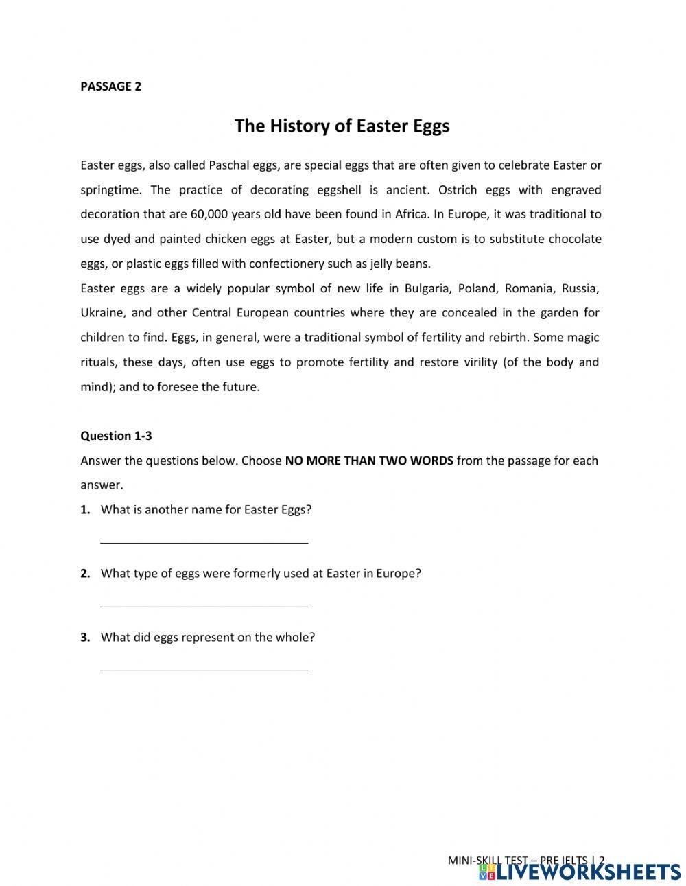 Mini test 3 - LISTENING PRE IELTS