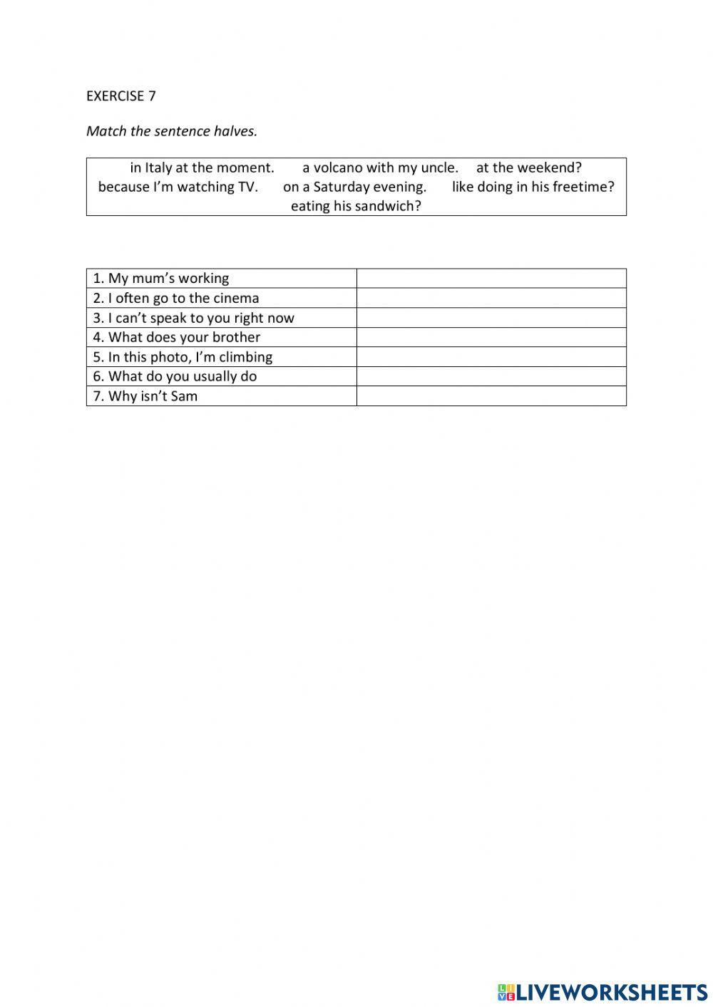 IE0, Unit 3, Grammar and Vocabulary, Exercise 7