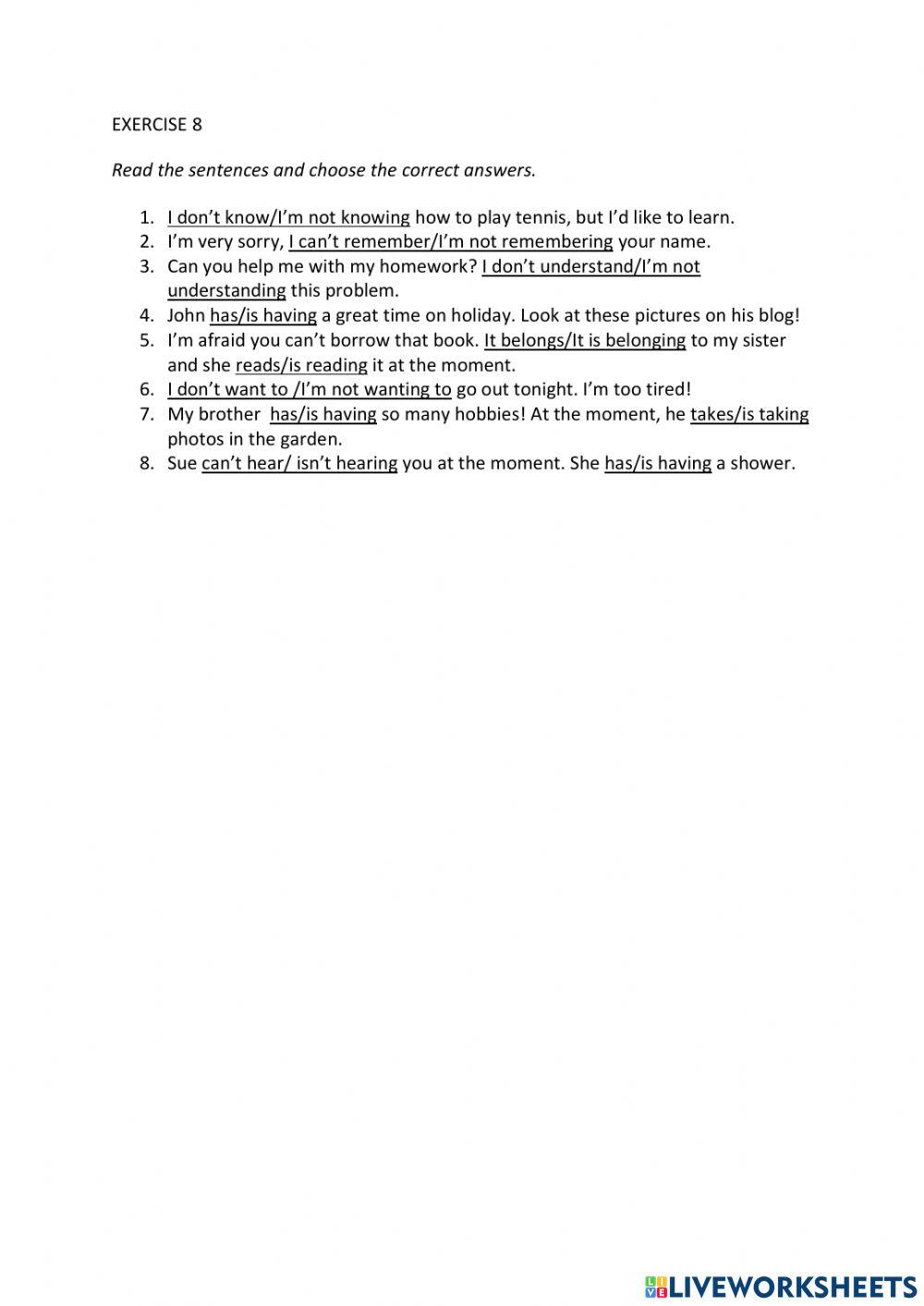 IE0, Unit 3, Grammar and Vocabulary, Exercise 8