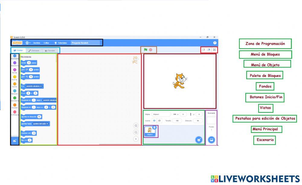 Interface de Scratch worksheet | Live Worksheets