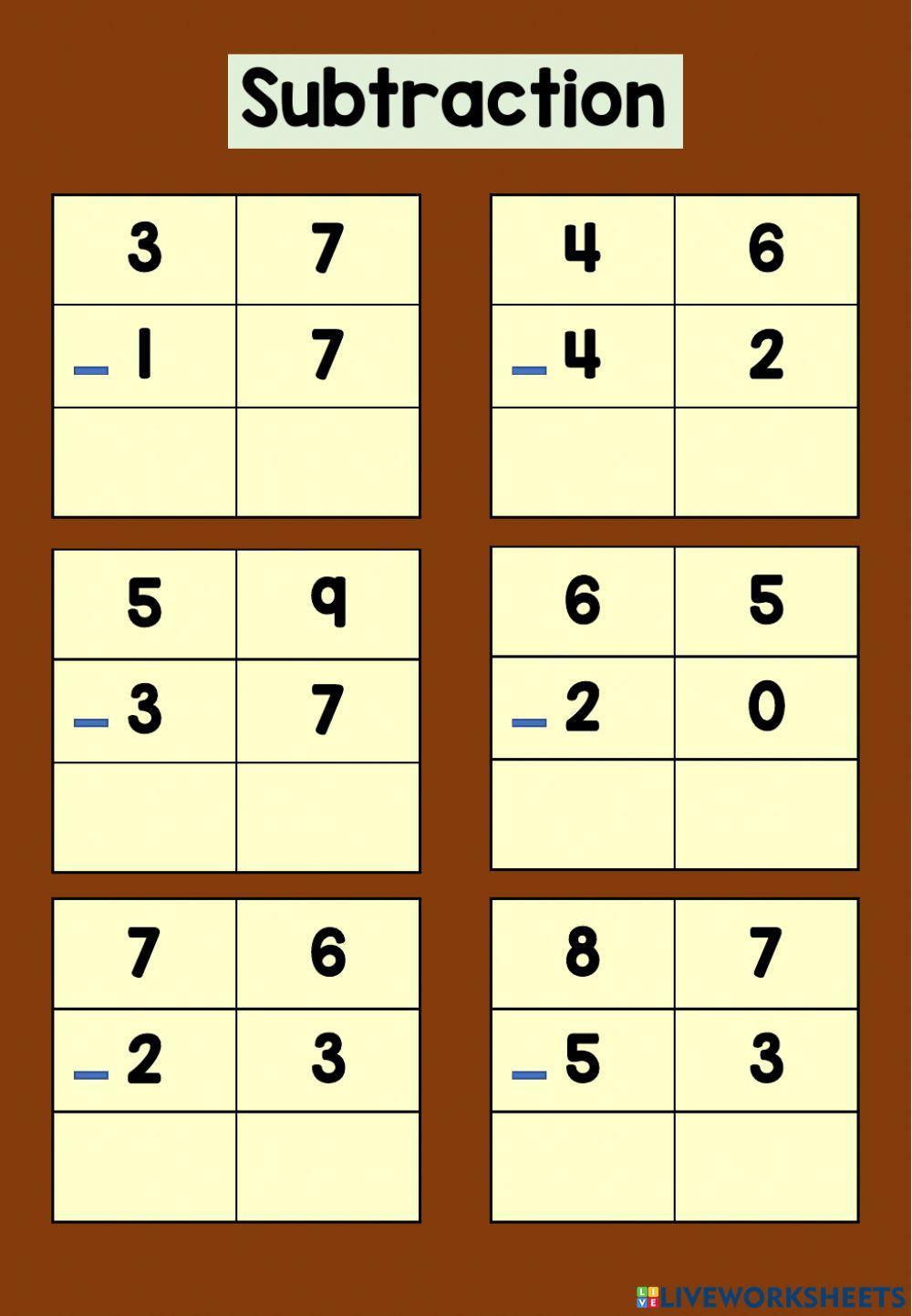 2-Digit Subtraction Without Regrouping