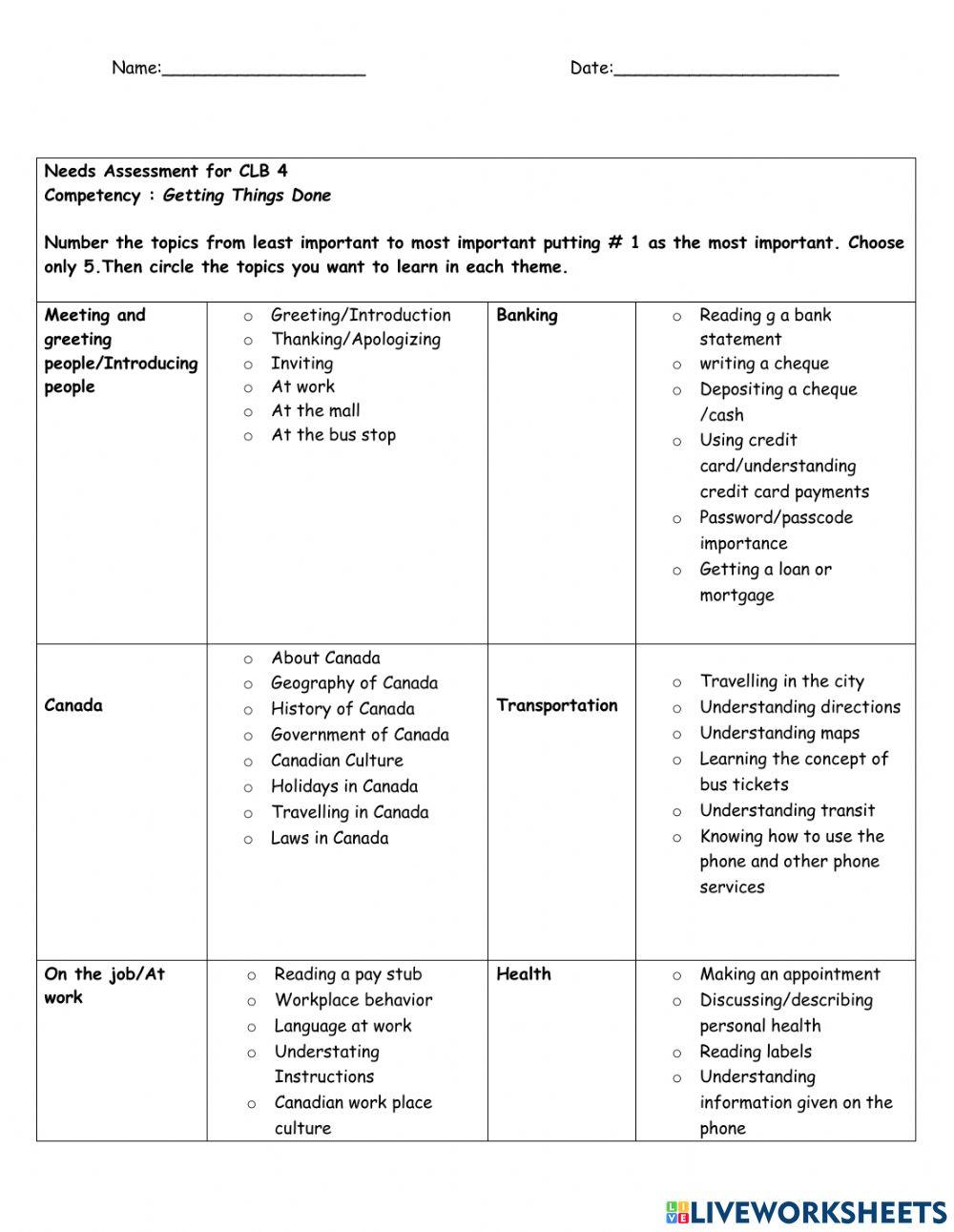Needs Assessment-CLB 4