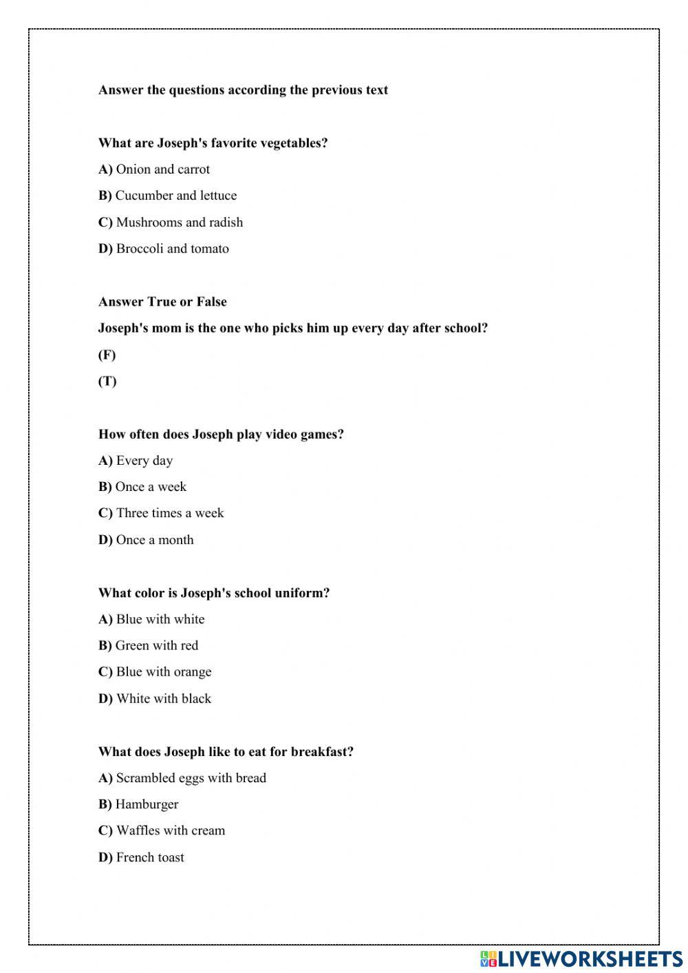 Reading comprehension