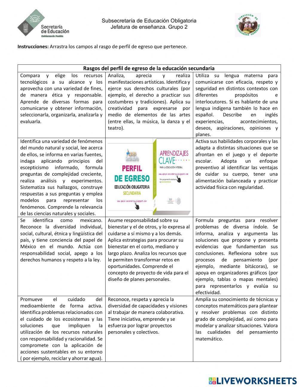 Rasgos del perfil de egreso secundaria