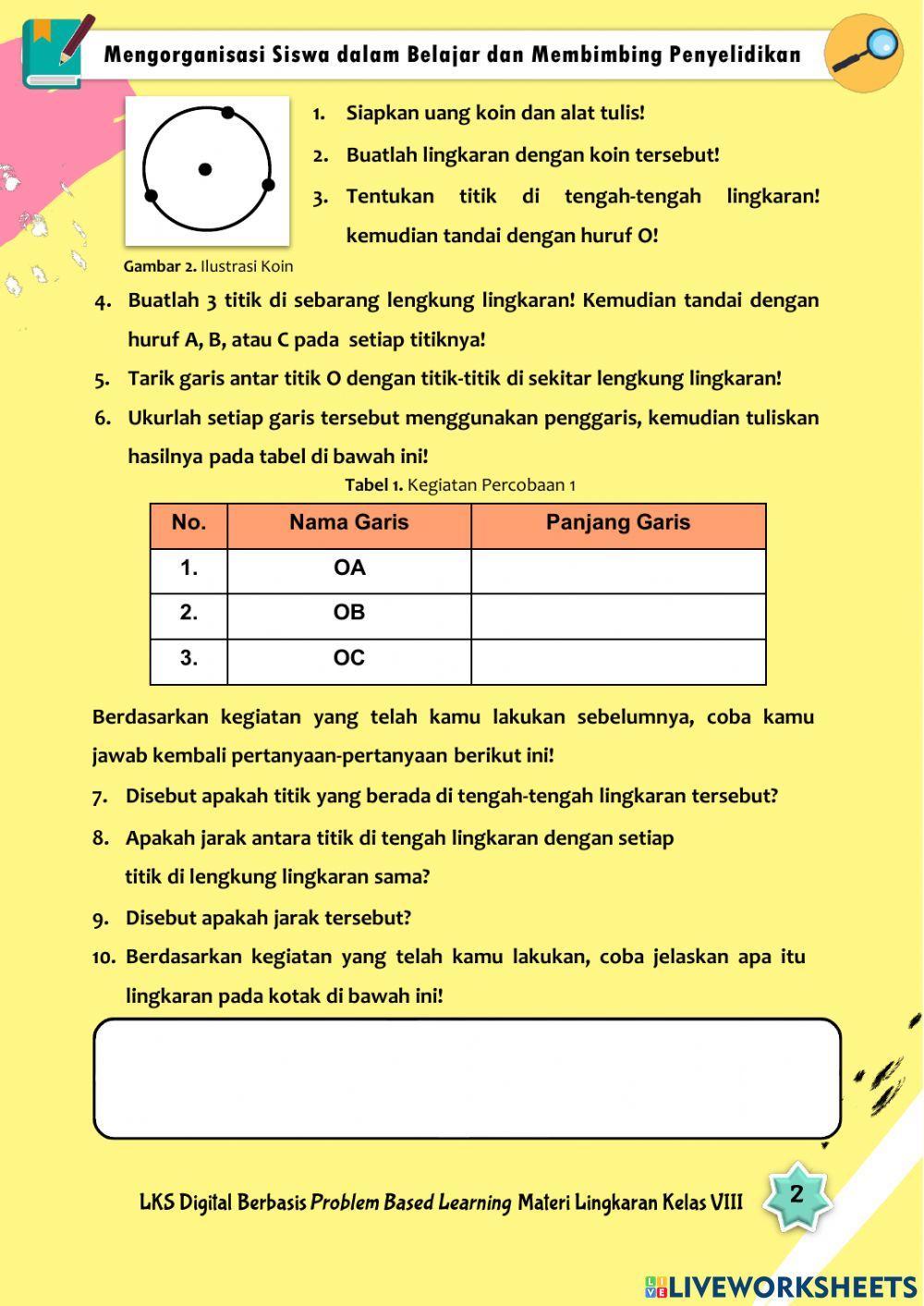 LKS Lingkaran - Unsur-unsur Lingkaran