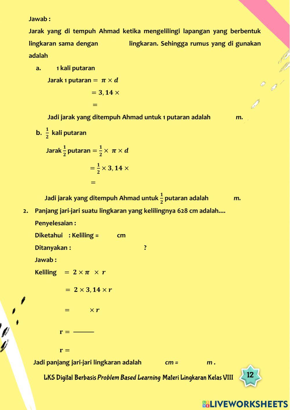 LKS Lingkaran - Keliling dan Luas Lingkaran