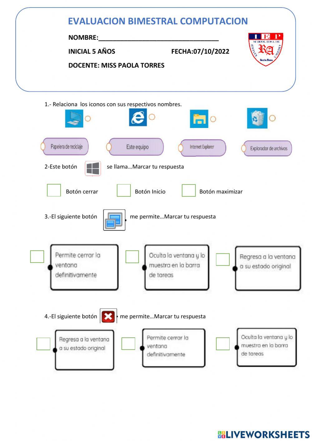 Evaluacion bimestral de computacion