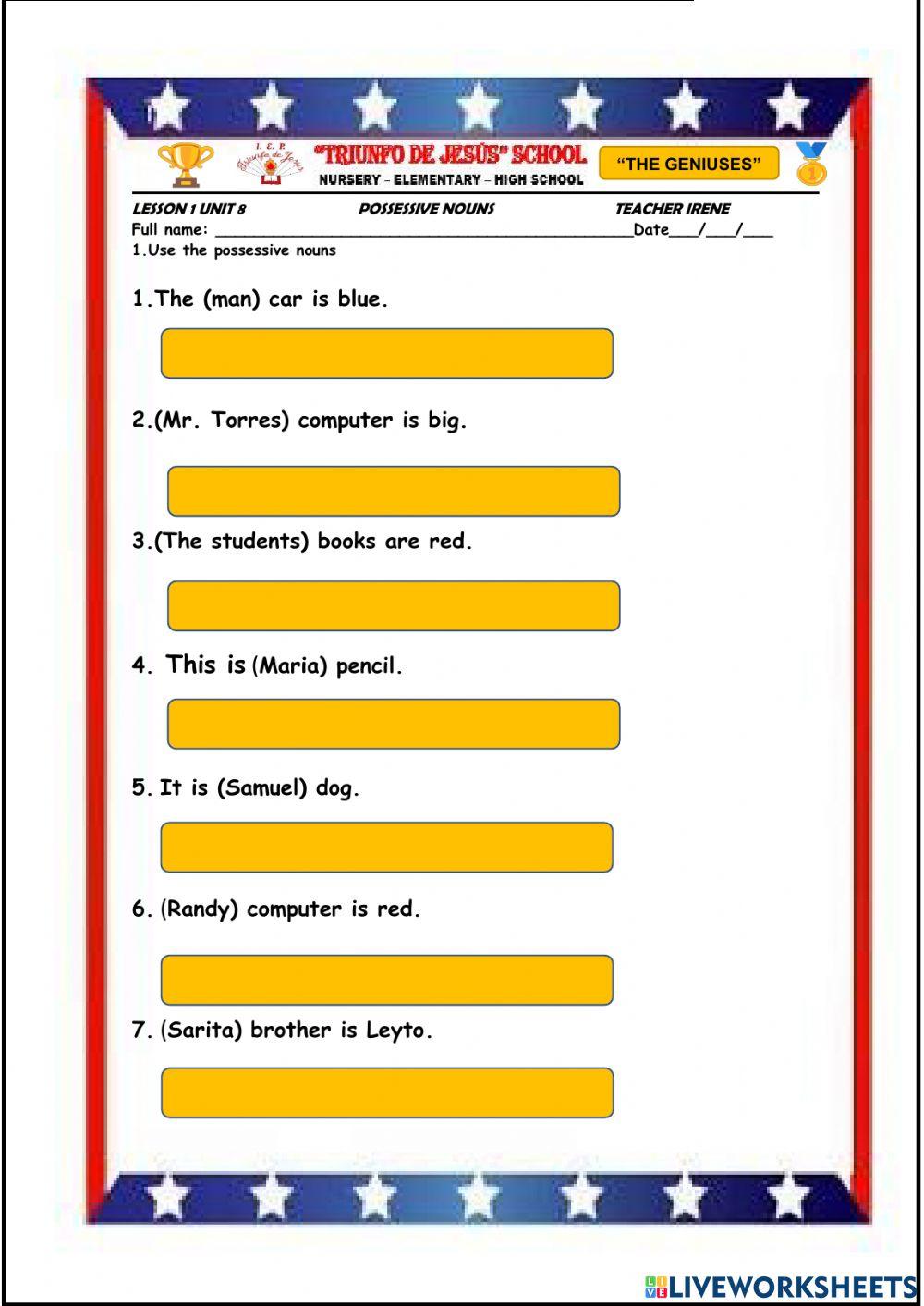 Singular Possessive nouns