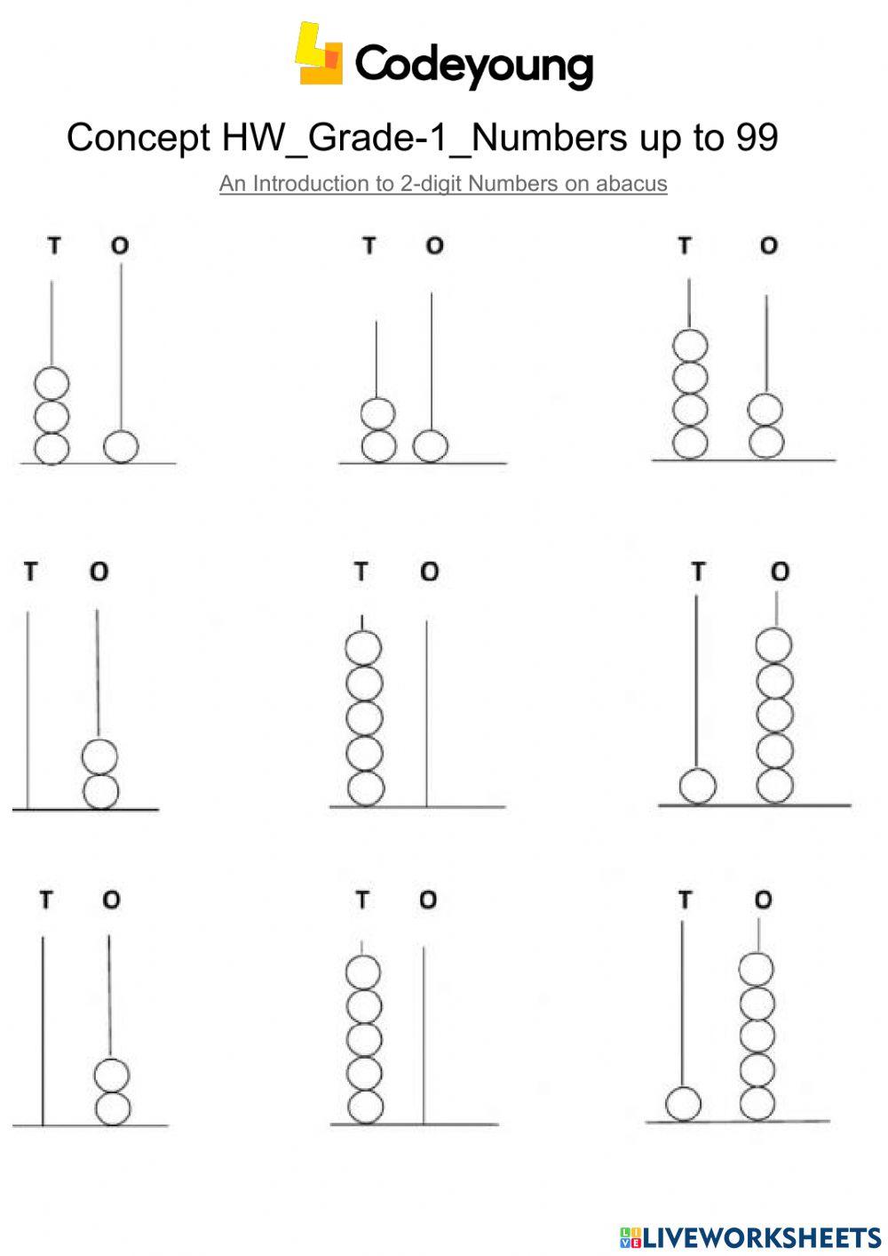 Understanding 2-Digit Numbers on an Abacus-Concept HW