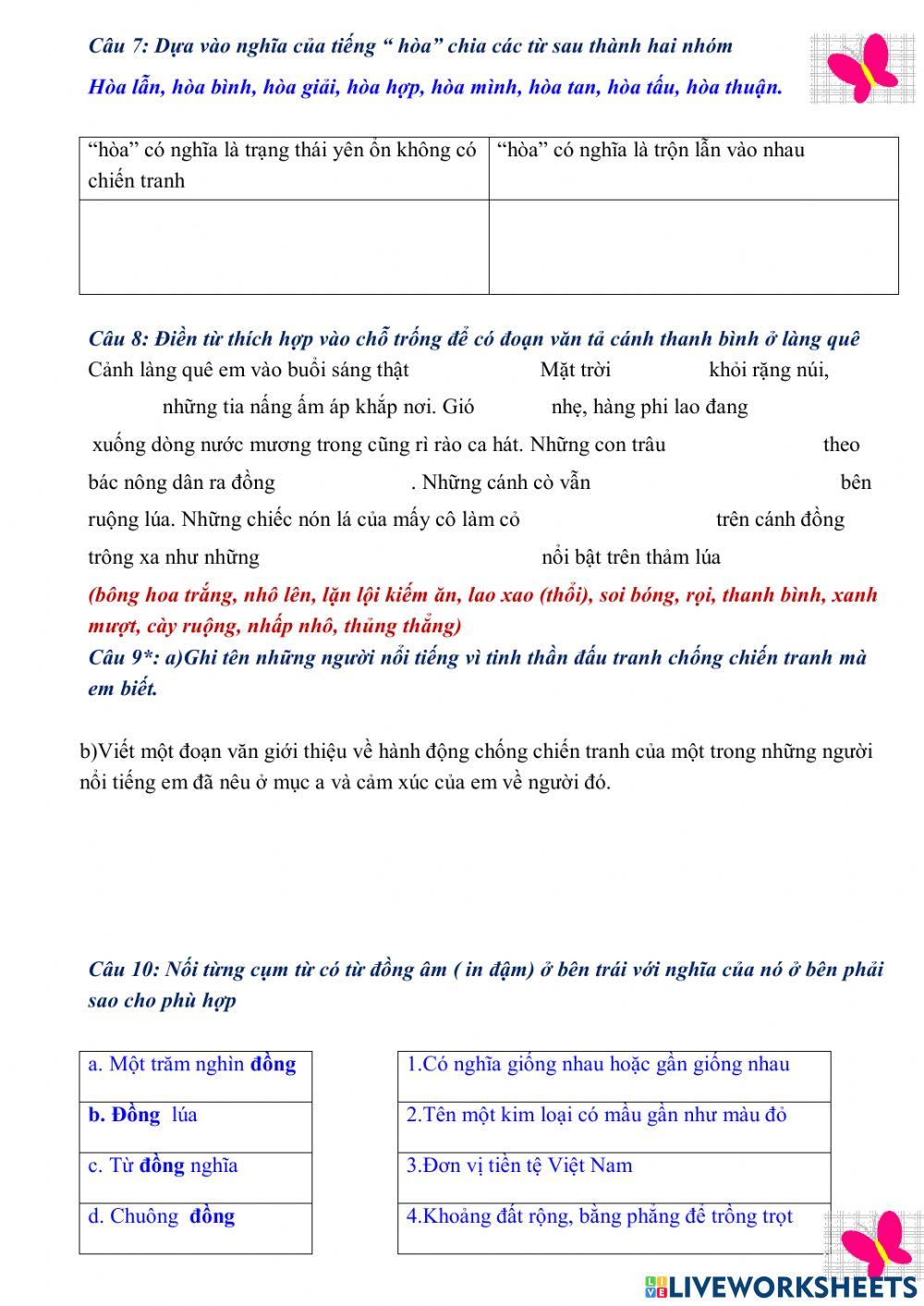 Tiếng việt cuối tuần 5