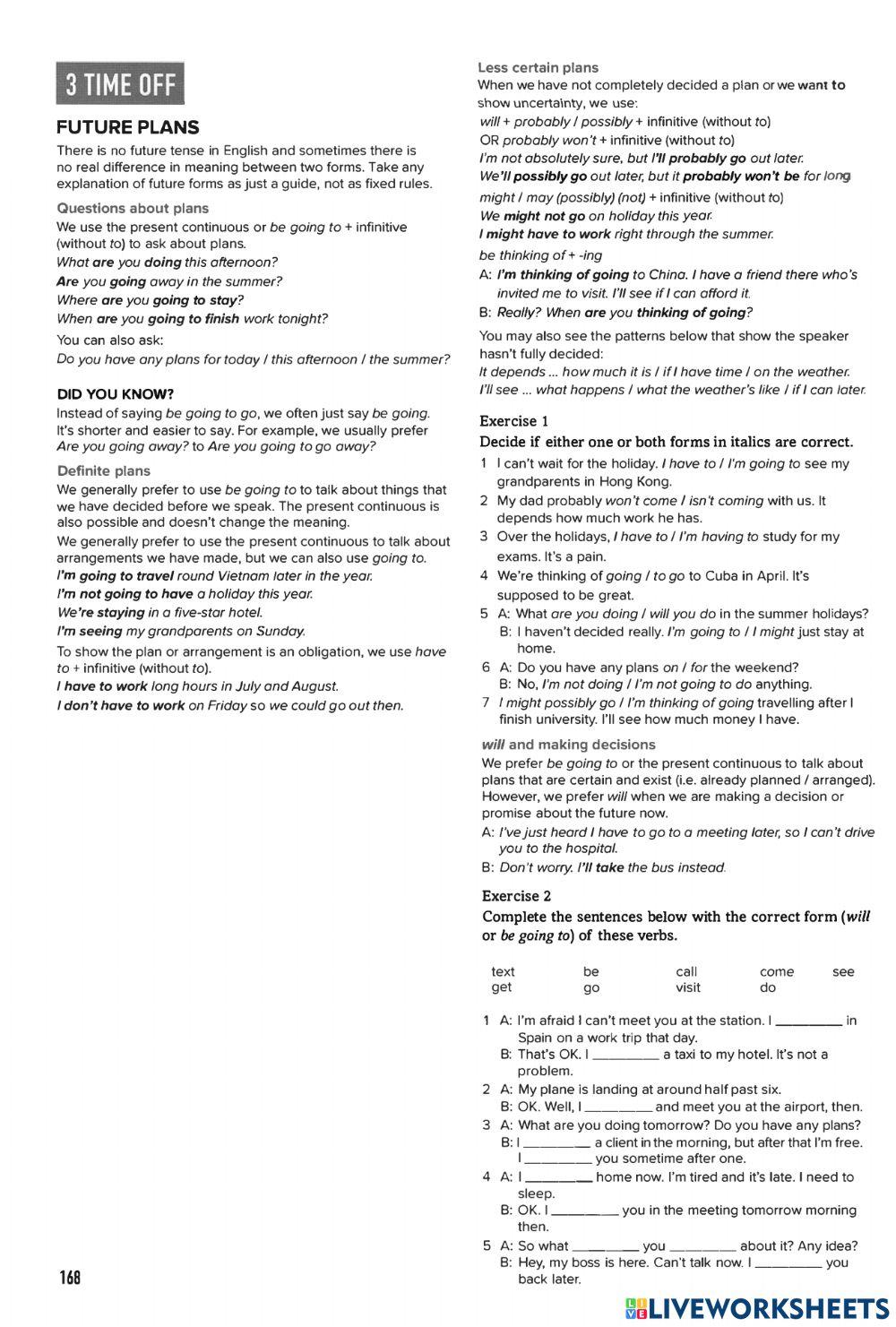 Future plans (theory and practice)