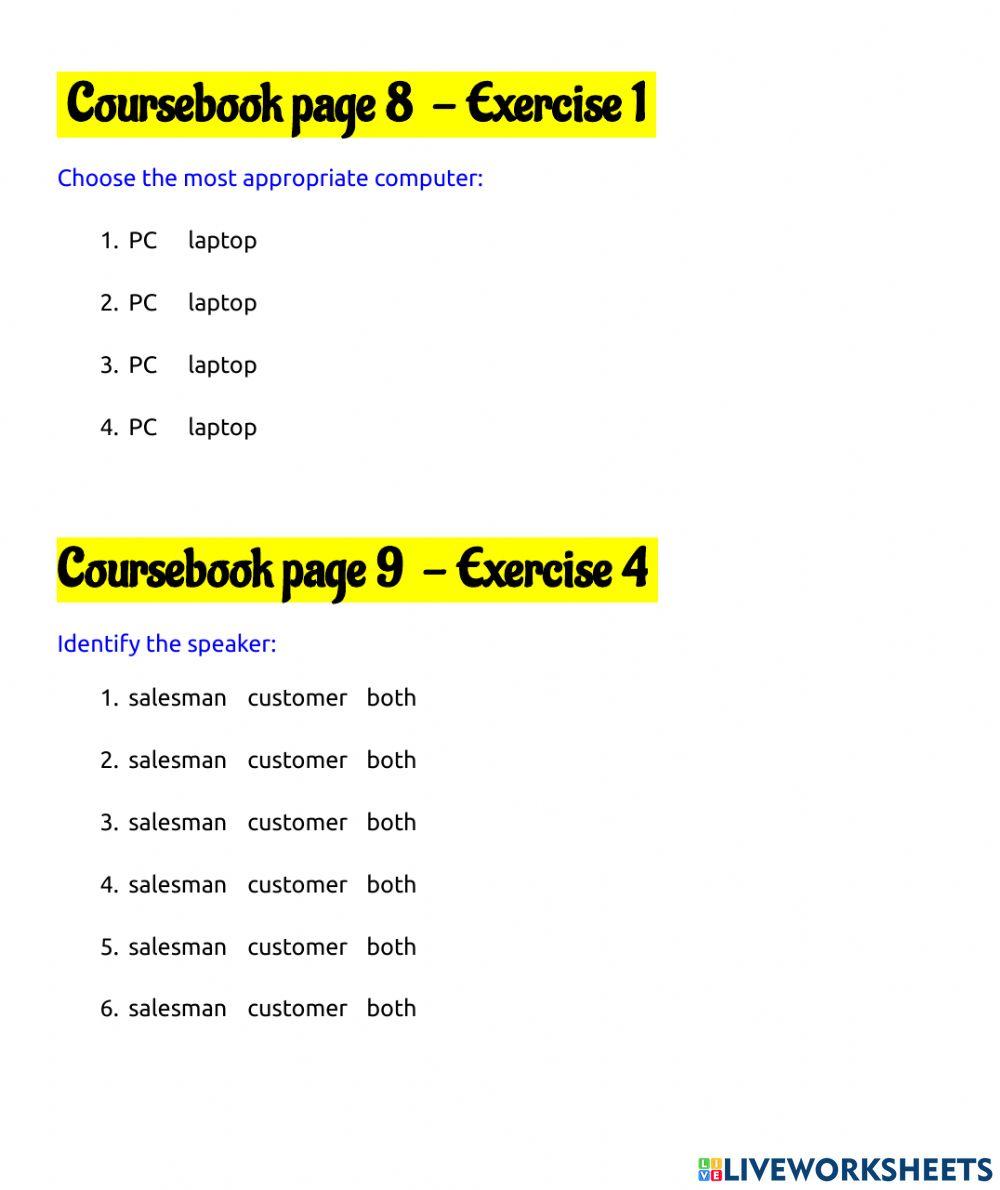 Pages 8-9, exs. 1, 4