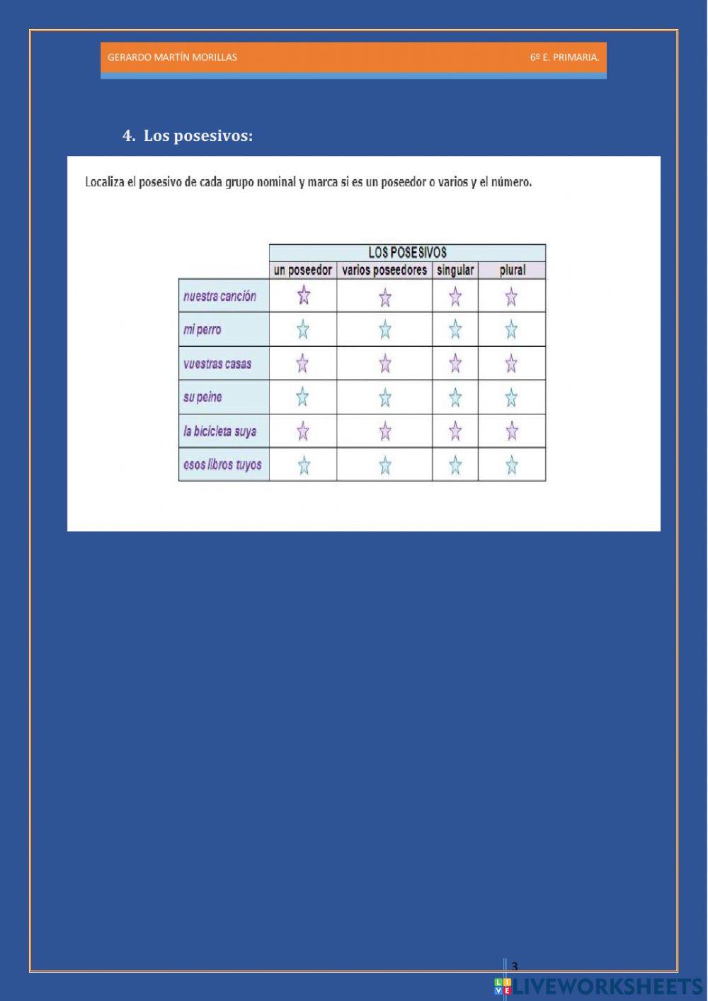 Taller de gramática. Ficha 3. 6º. Taller de gramática. Ficha 3. 6º.