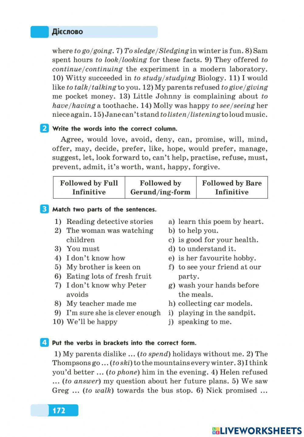 Gerund and infinitive