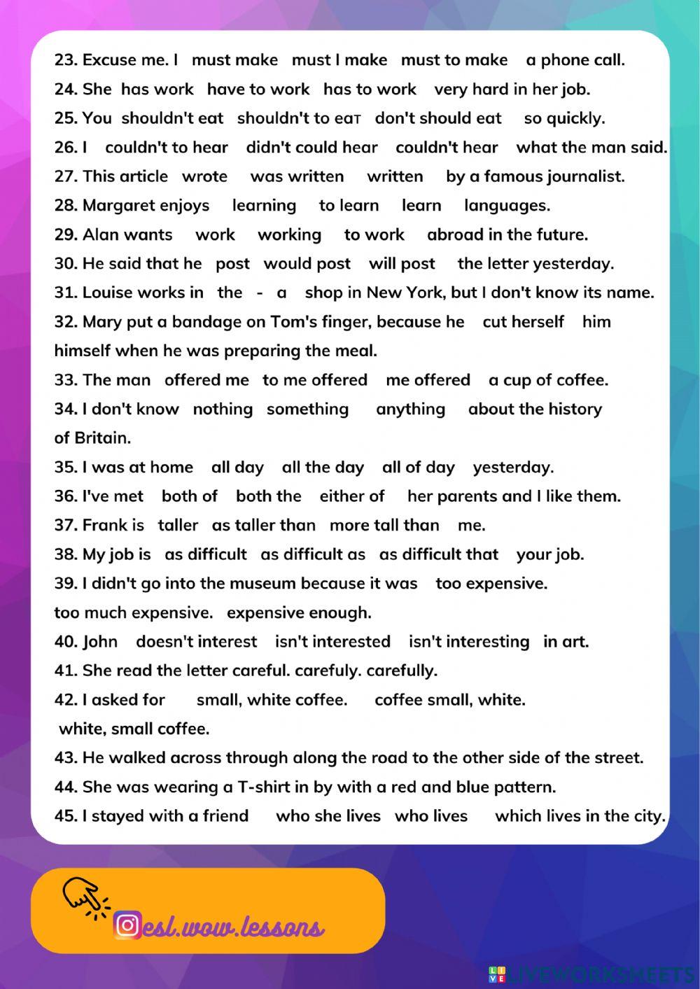 Test pre-intermidiate