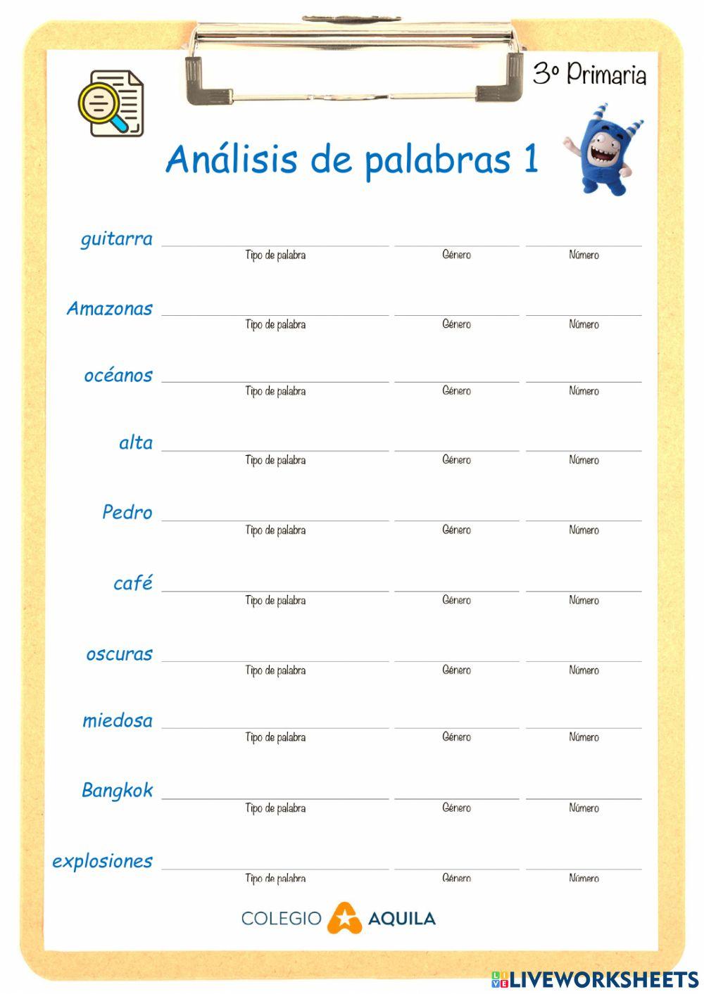 Análisis de palabras T1-01