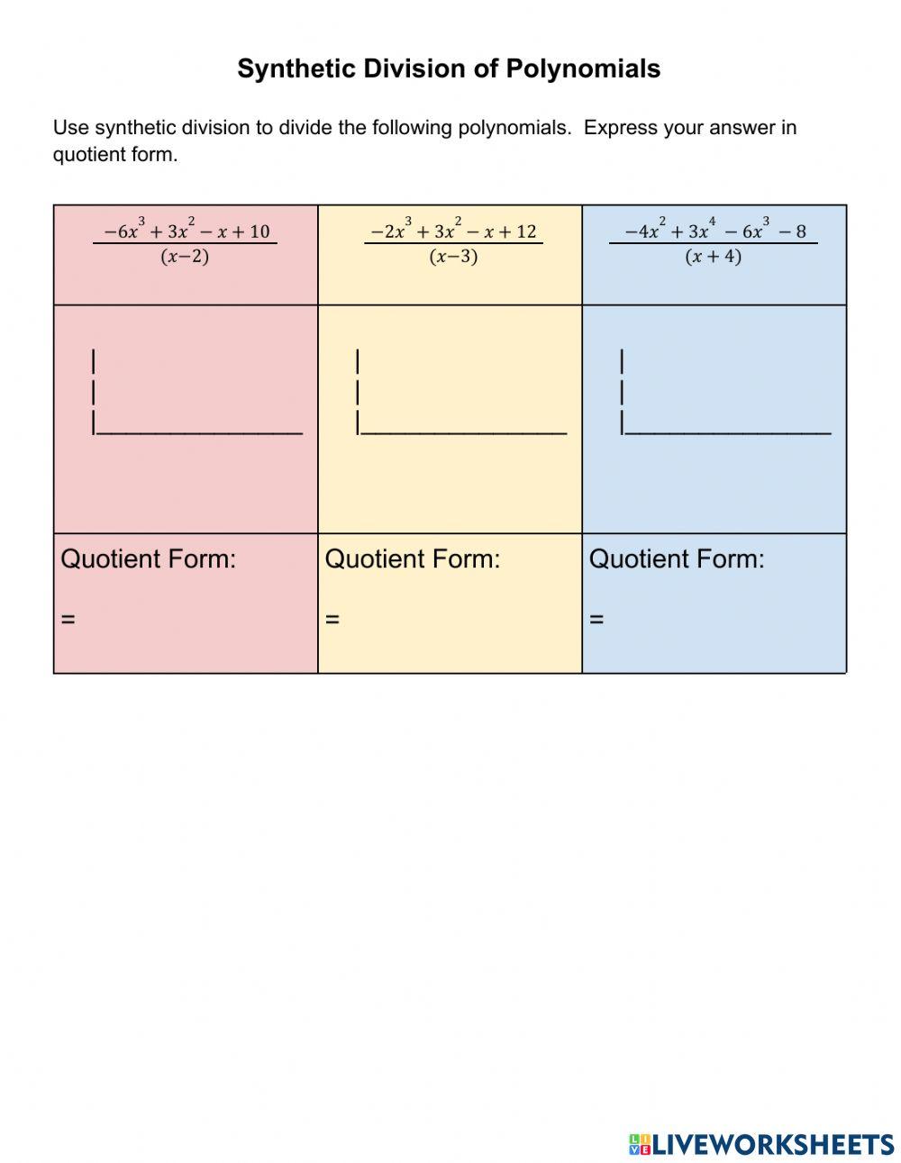 Synthetic division