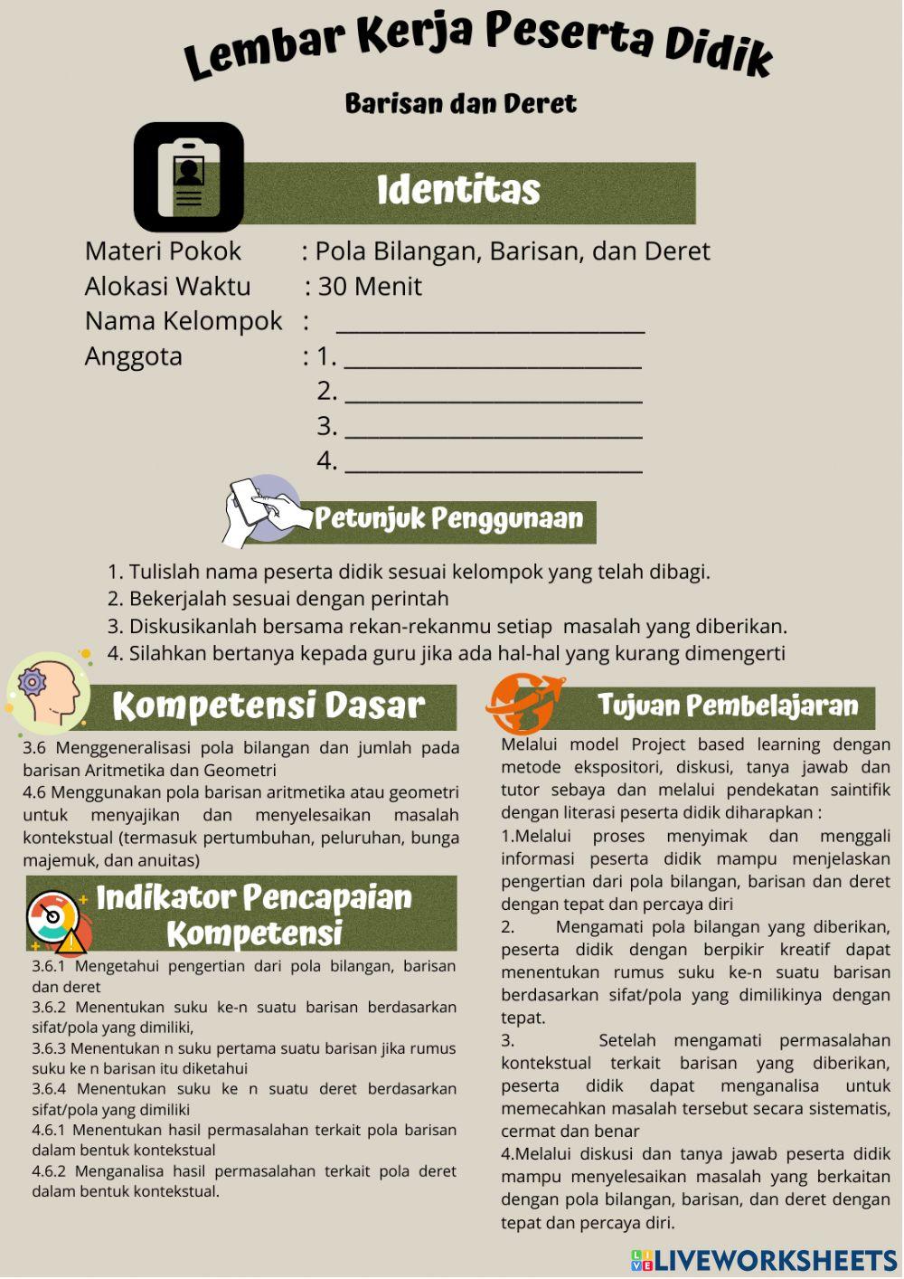 Barisan dan Deret Pola Bilangan Per 1