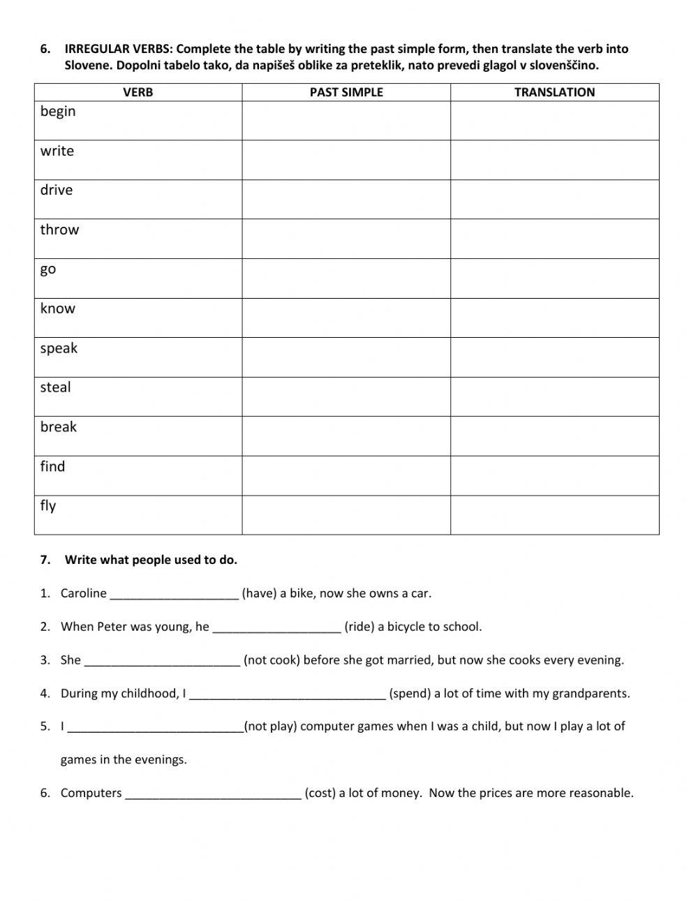 9. razred - preverjanje znanja - slovnica