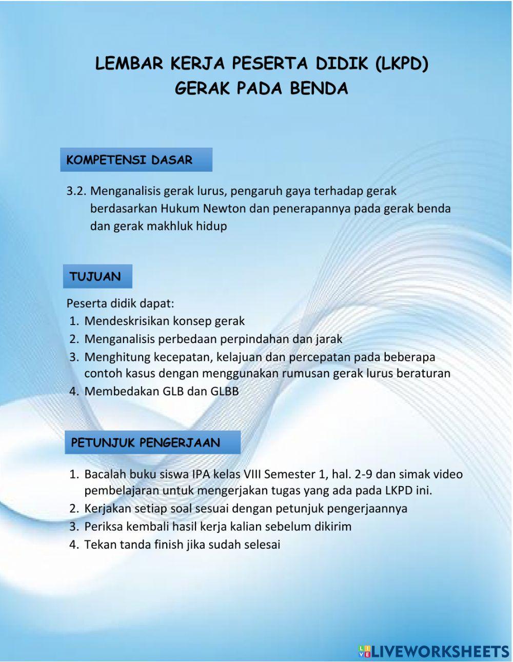 LKPD Materi Gerak Pada Benda