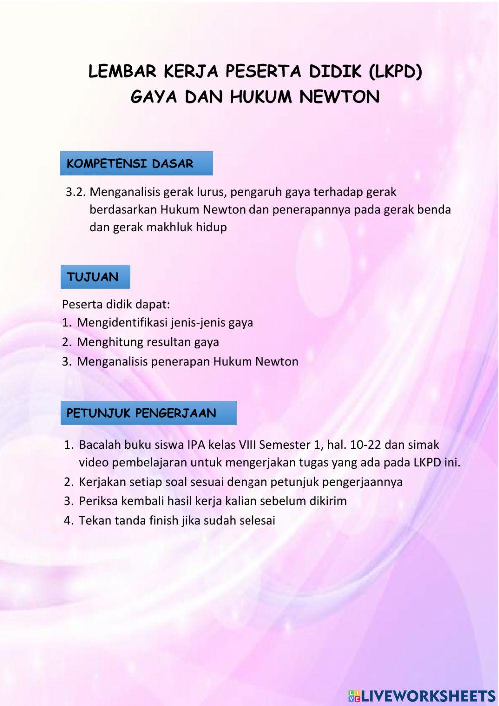 LKPD Materi Gaya dan Hukum Newton