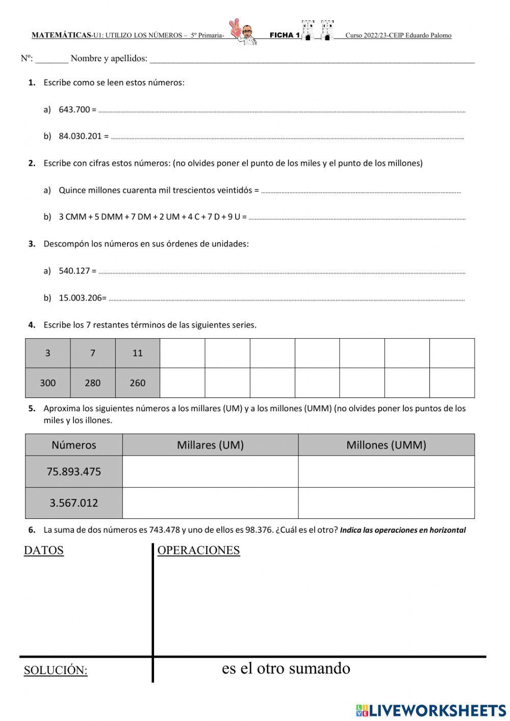 Los números naturales.