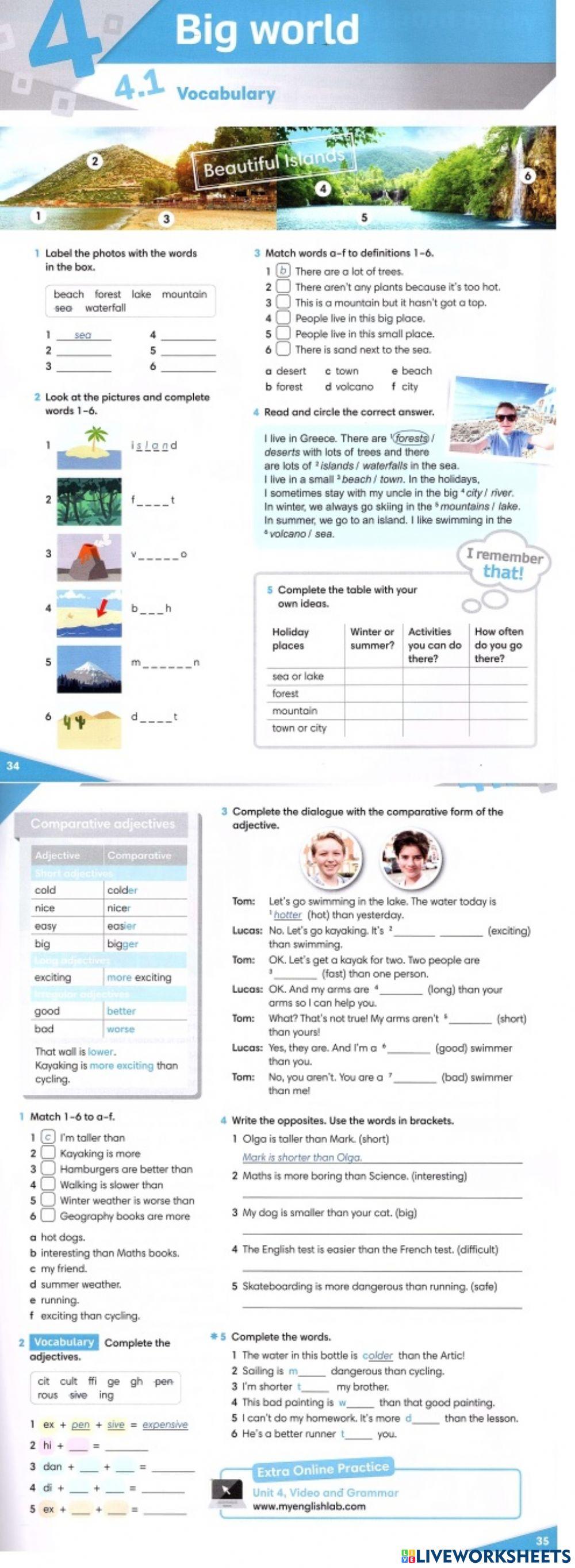 Homework Big world worksheet | Live Worksheets