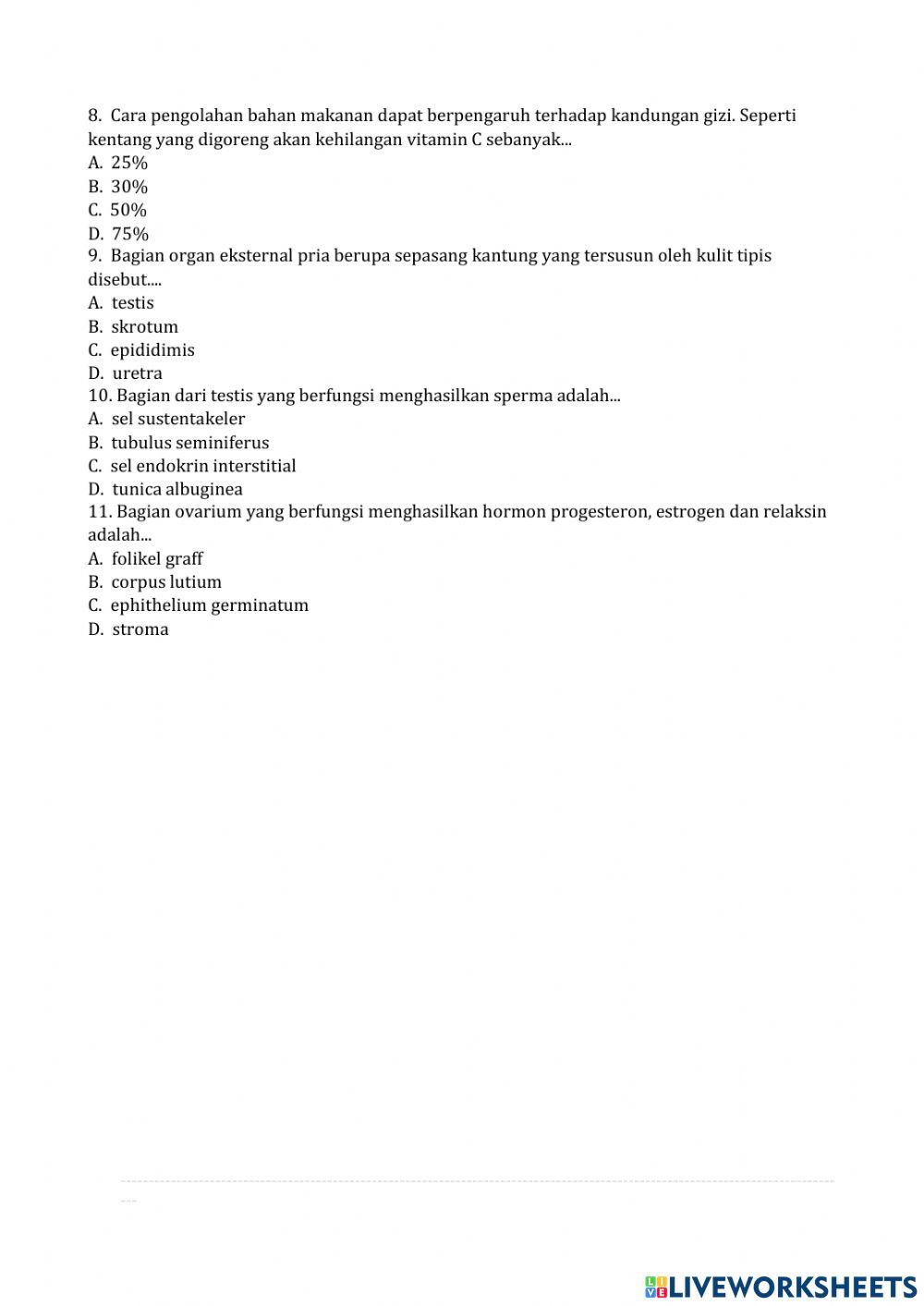 Pre test pembelajaran ipa sd