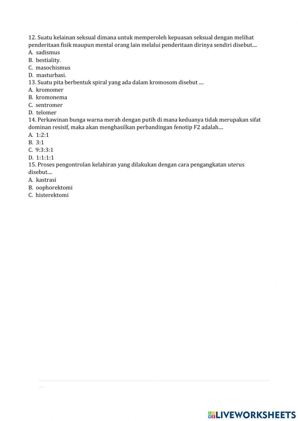 Pre test pembelajaran ipa sd