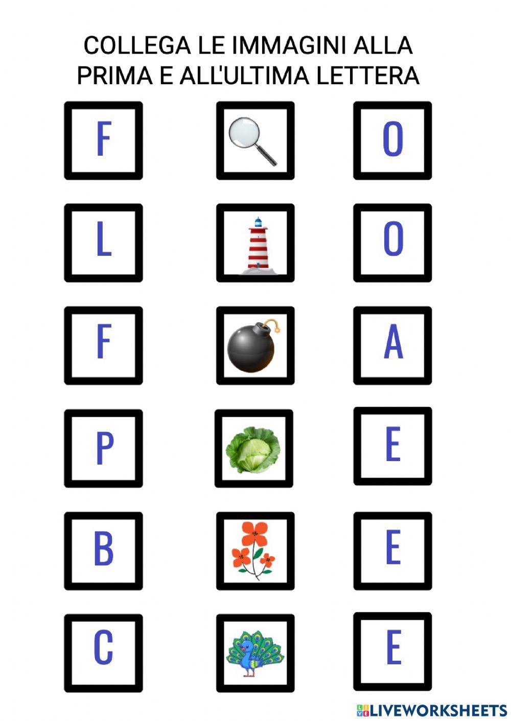 Collega la lettera iniziale e finale