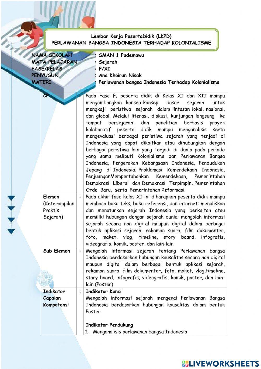 Lkpd sejarah perlawanan bangsa indonesia