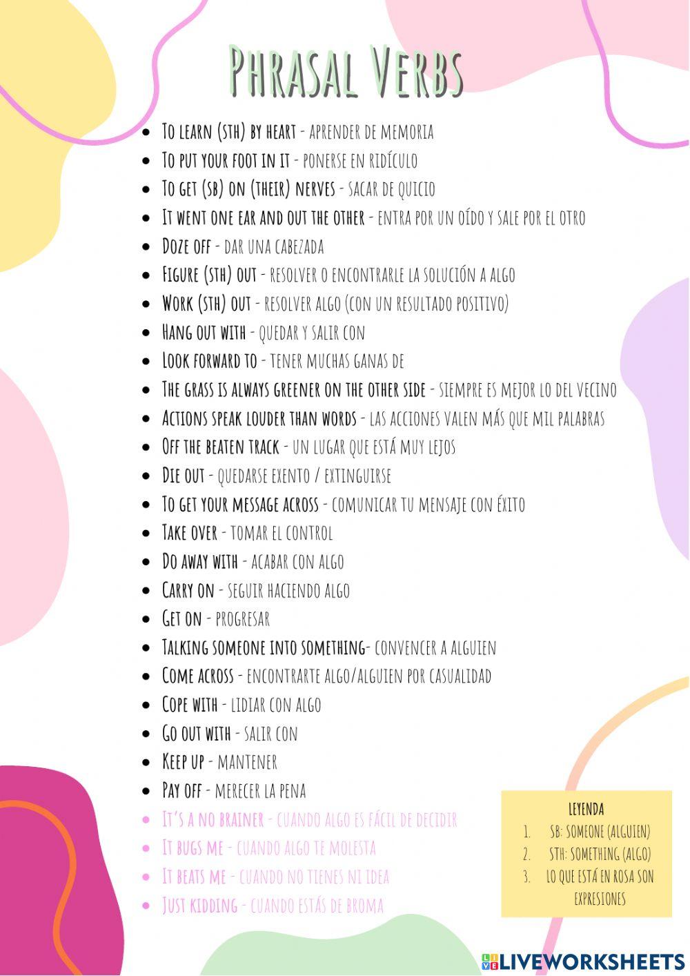 Phrasal verbs and exercises