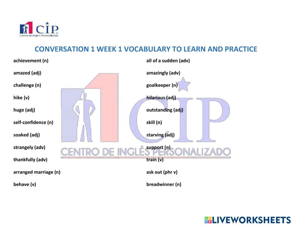 Conversation 1 Vocabulary