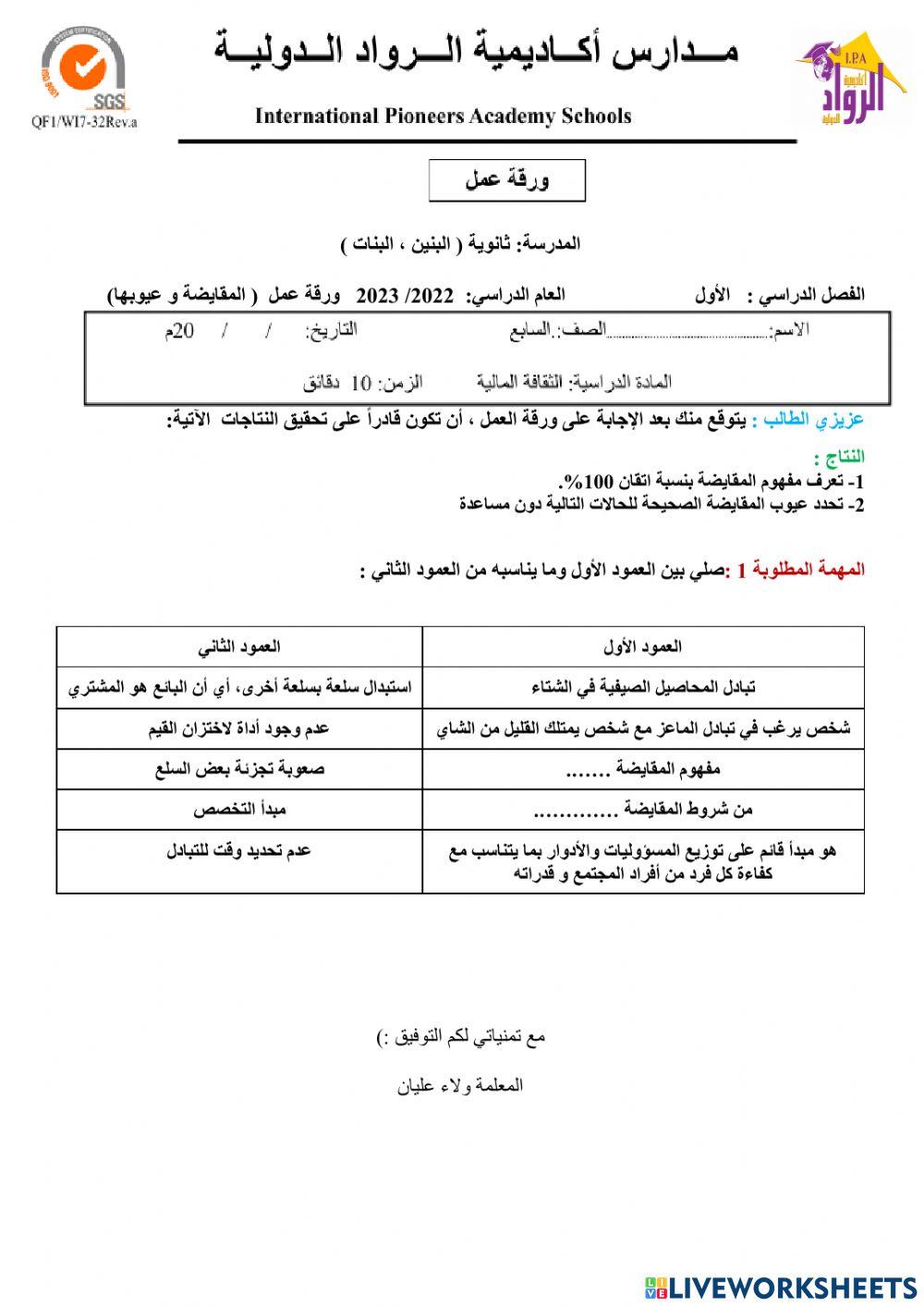 المقايضة و عيوبها