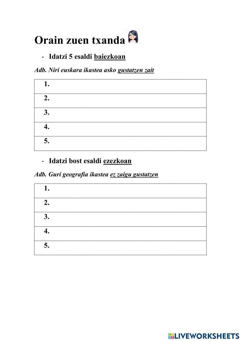 Gustatzen zait Ez zait gustatzen