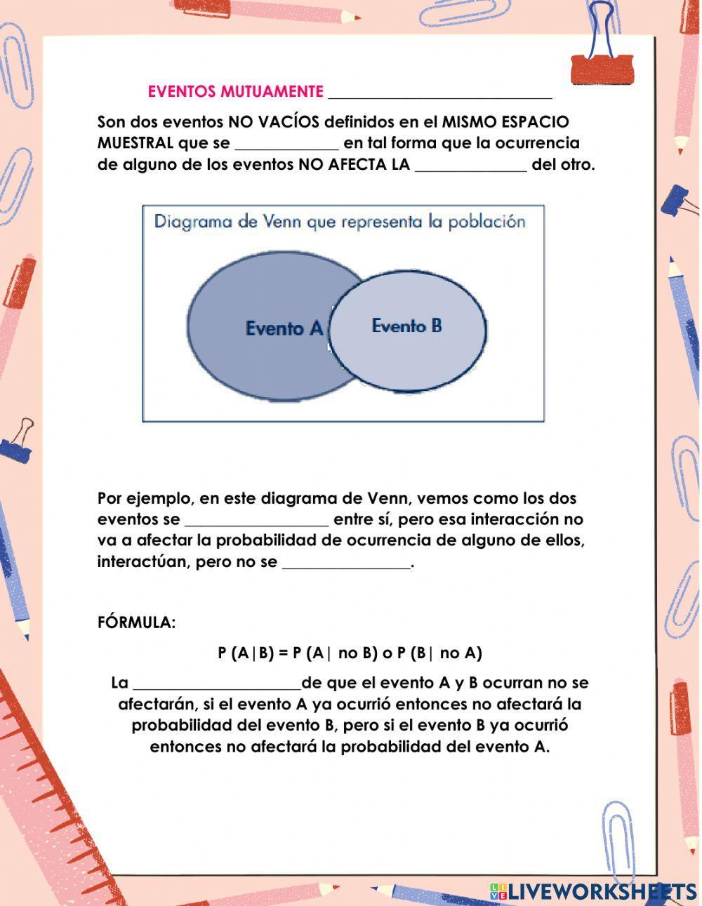 Eventos mutuamente excluyentes e independientes