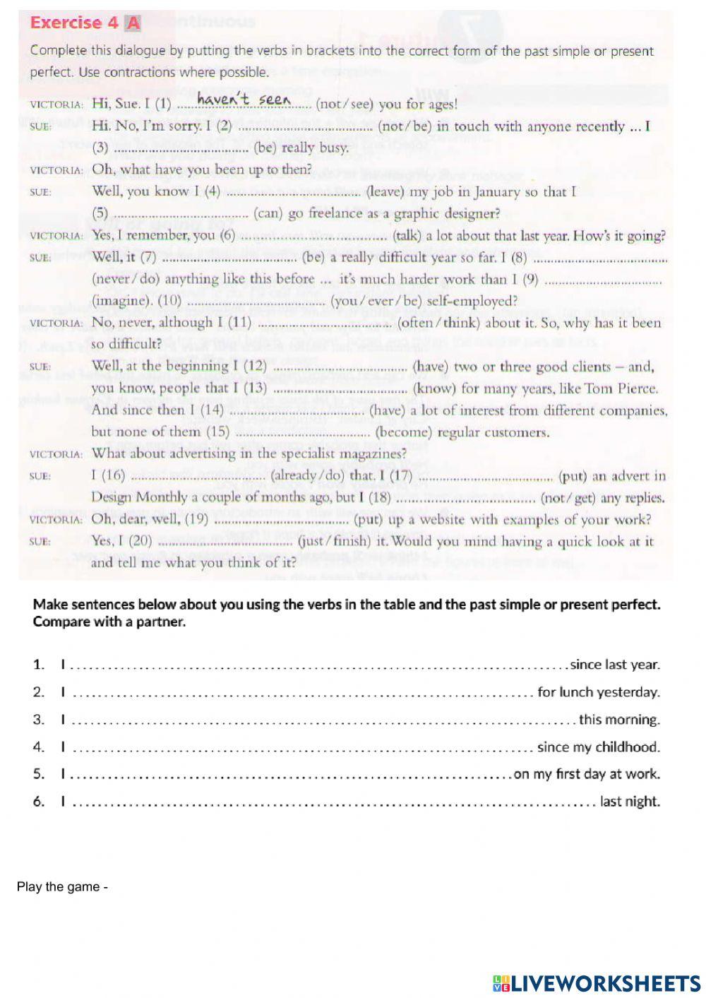 Present Perfect vs. Past Simple