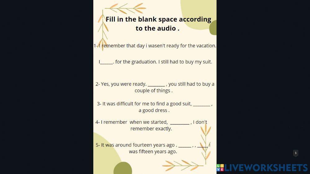 Fill in the blank space worksheet | Live Worksheets
