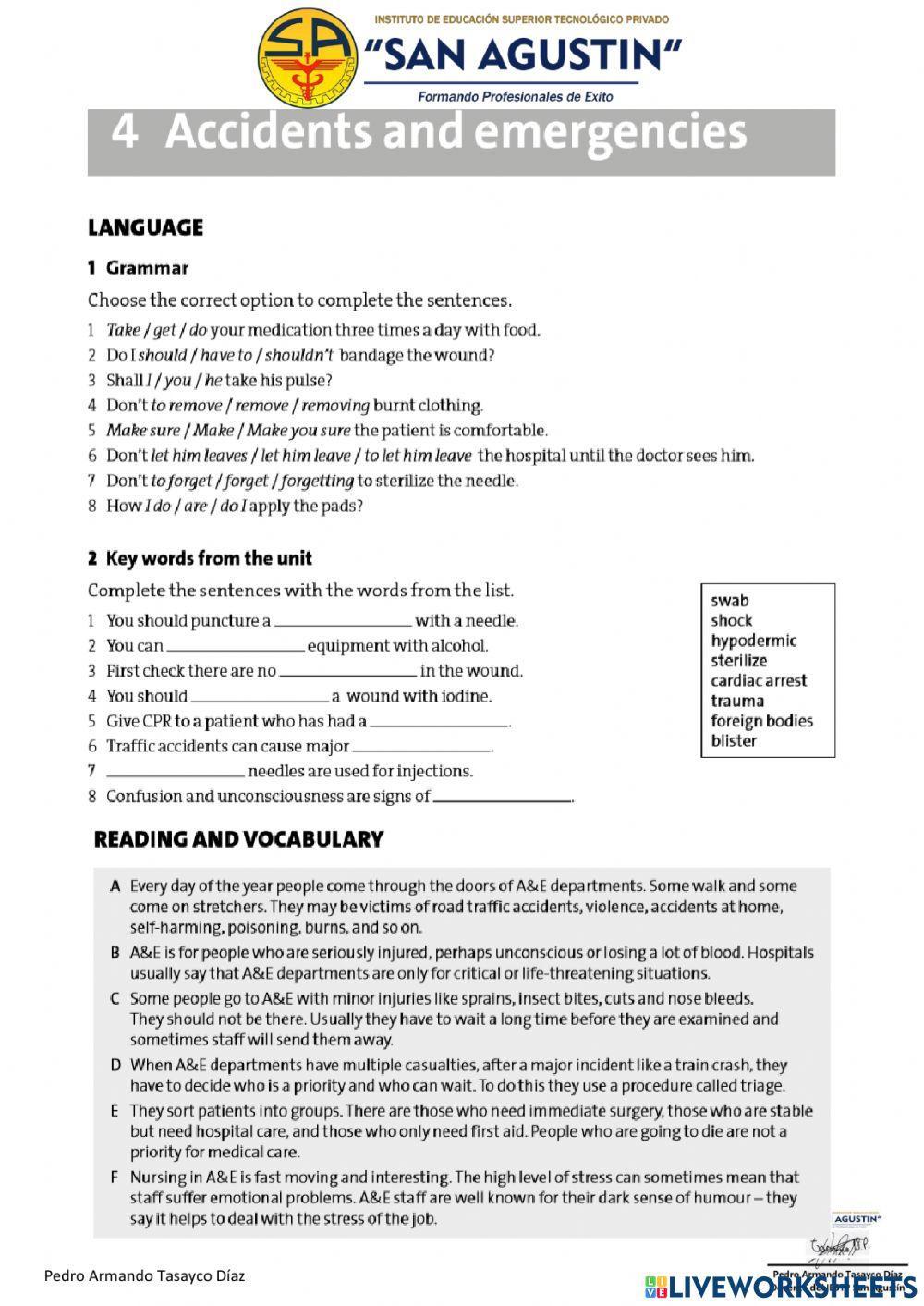 Accidents and emergencies