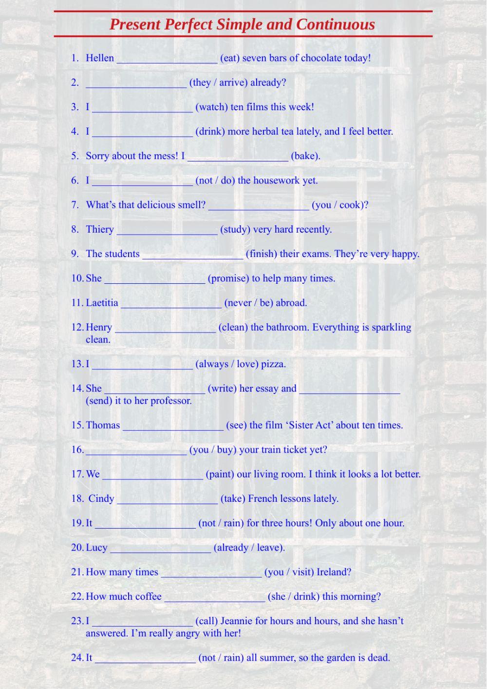 Glenn Grammar Present Perfect S - C