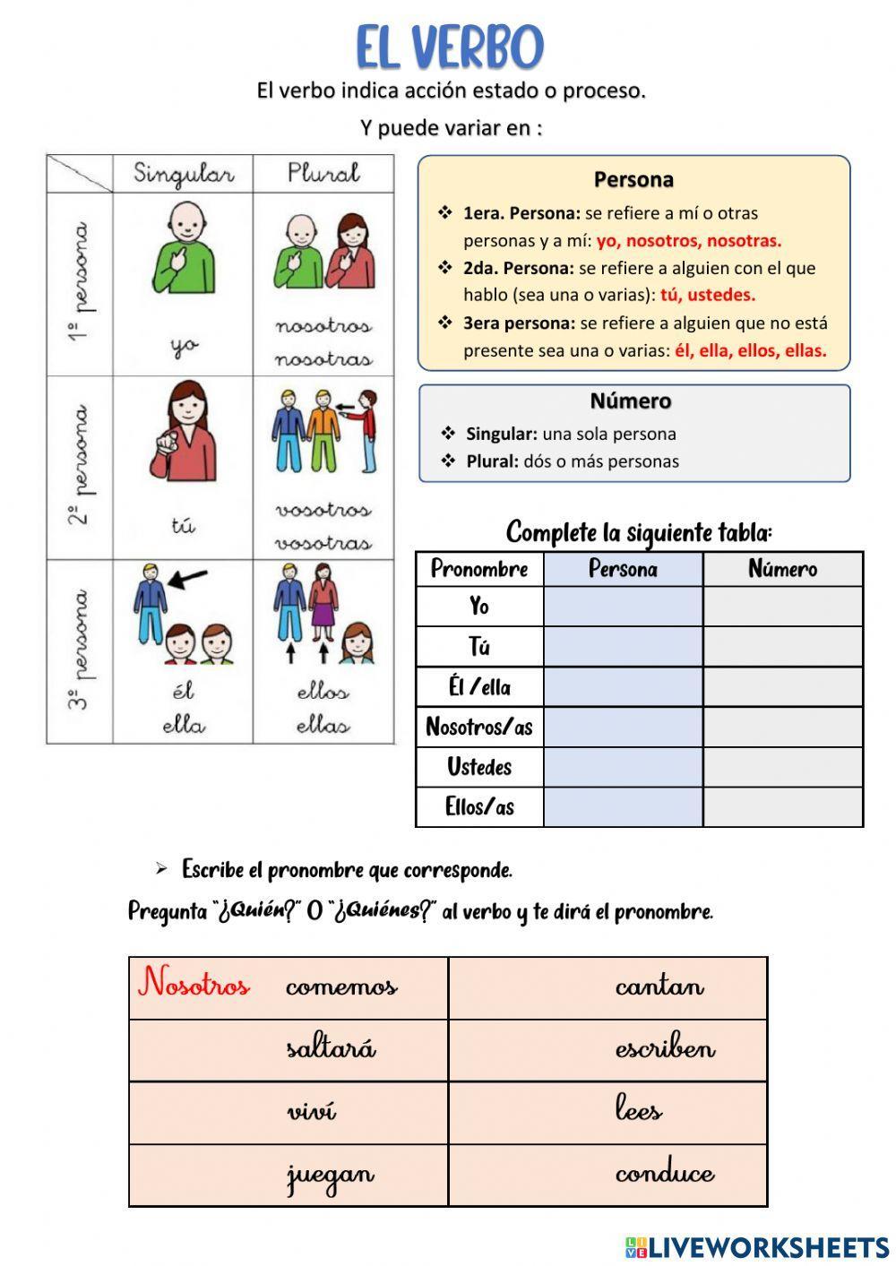 Persona, tiempo y número del verbo