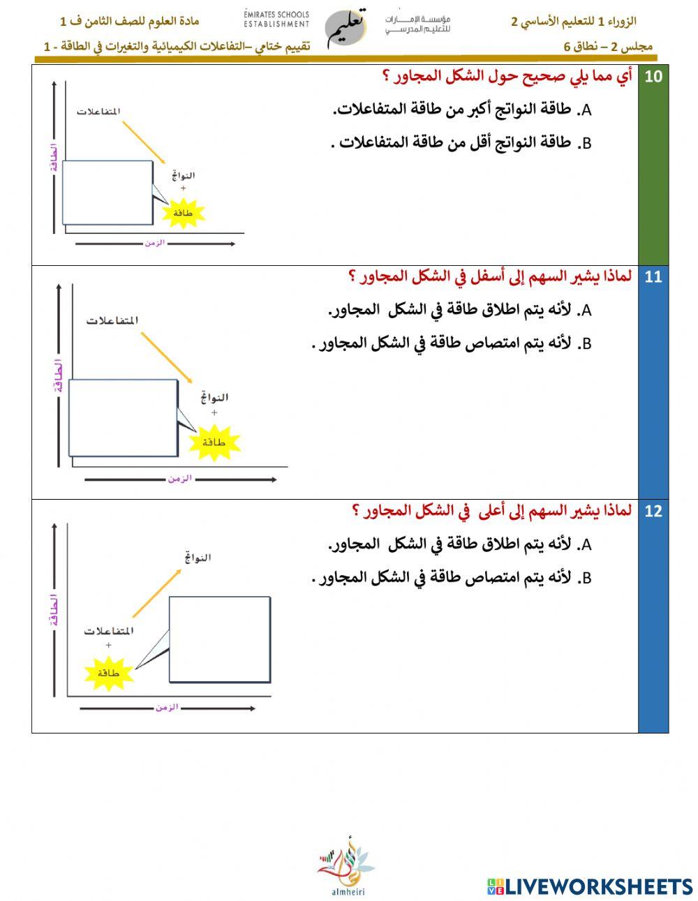 التفاعلات الكيميائية و التغيرات في الطاقة ج 1