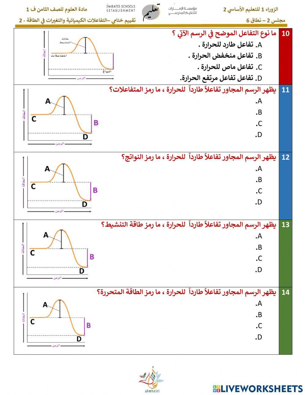 التفاعلات الكيميائية و التغيرات في الطاقة ج 2