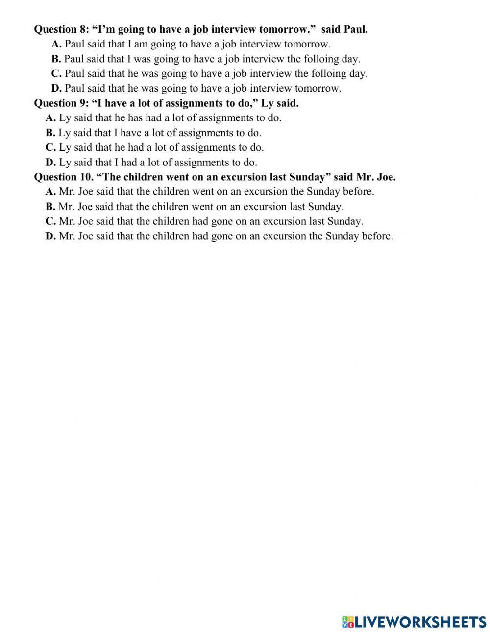 1. Câu gián tiếp