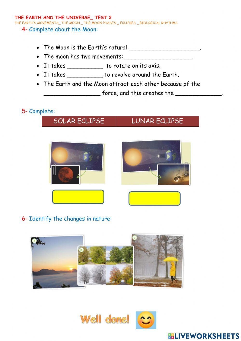 Earth, moon, natural changes