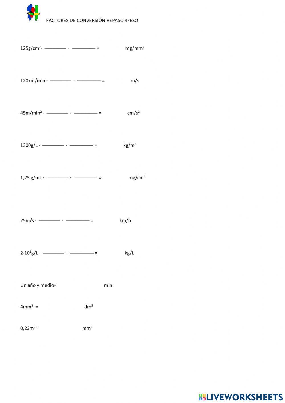 Factores conversión fisica 4º