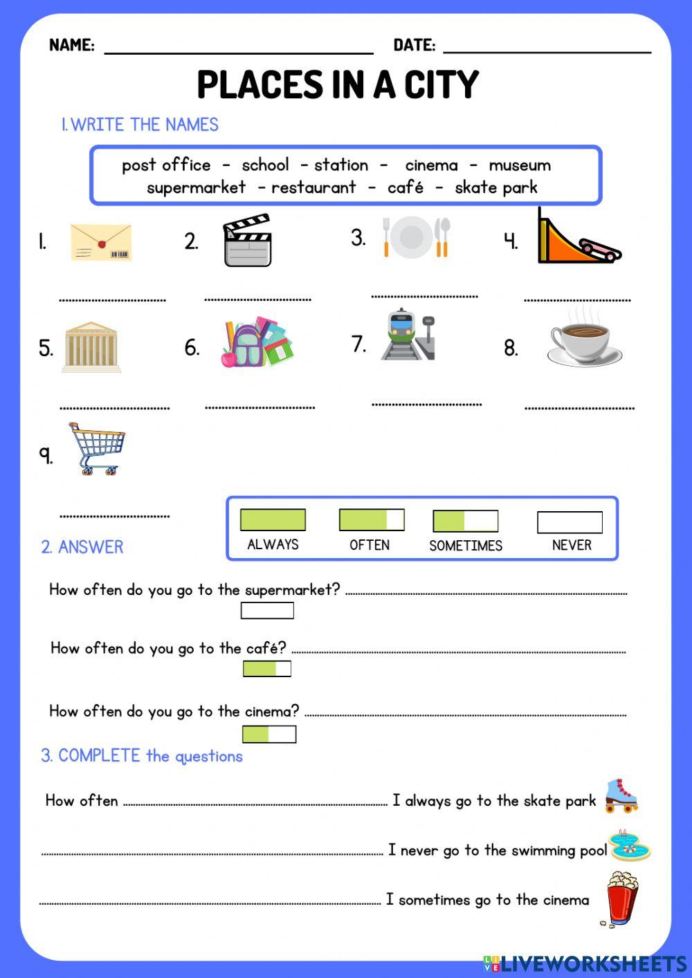 How often do you...? Places in town