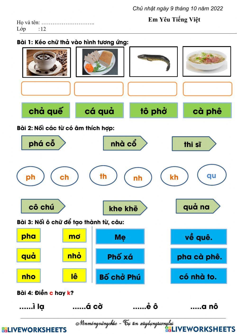 Tiếng Việt lớp 1 - tuần 5