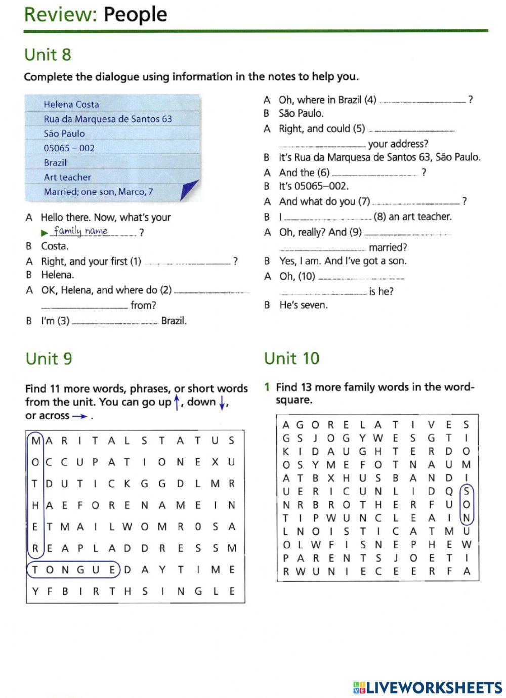 Basic Vocabulary Review 8-16 People