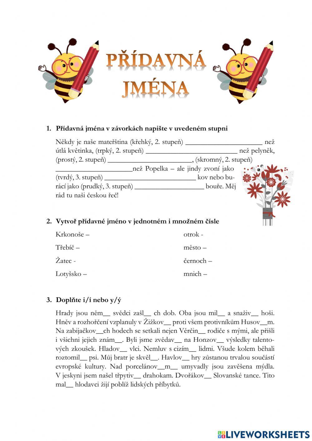 Pracovní list - Slovní druhy